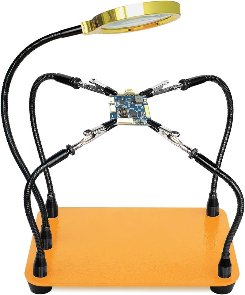 KLSKKJ Helping Hands Soldering Station with 80cm 5X Magnifying Glass, 4 Flexible Arms Solder Helping Hands Magnifier and Third Hand Soldering Tool for Electronic Repair Soldering Jewelry Crafts - Image 1